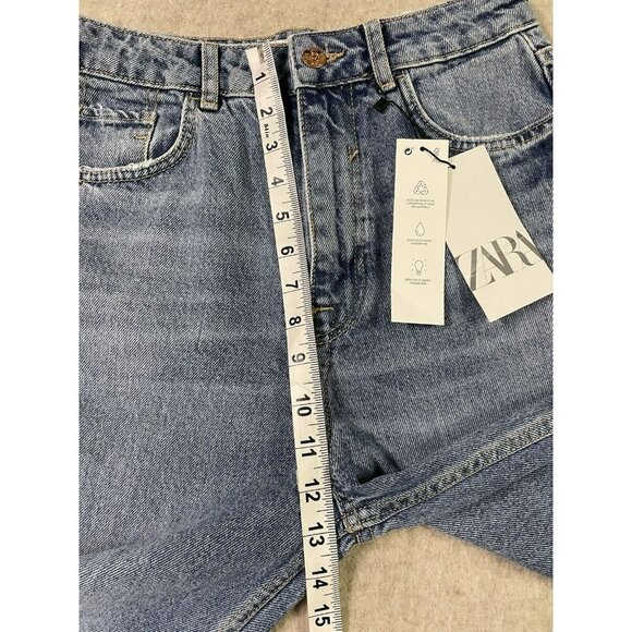 NWT Zara Jeans High Rise Mom Leg Ankle Rigid Size 6 Distressed Casual - Picture 8 of 13